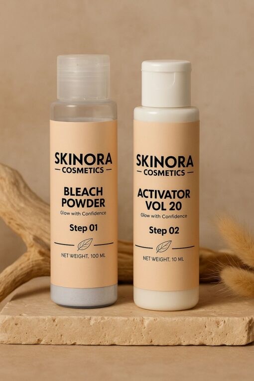 Skinora Cosmetics Bleach Powder & Activator Vol 20 – 2-Step Glow Kit - Image 3